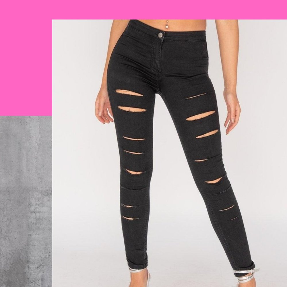 Sale🎉Black Distressed High Waist Jeggings
